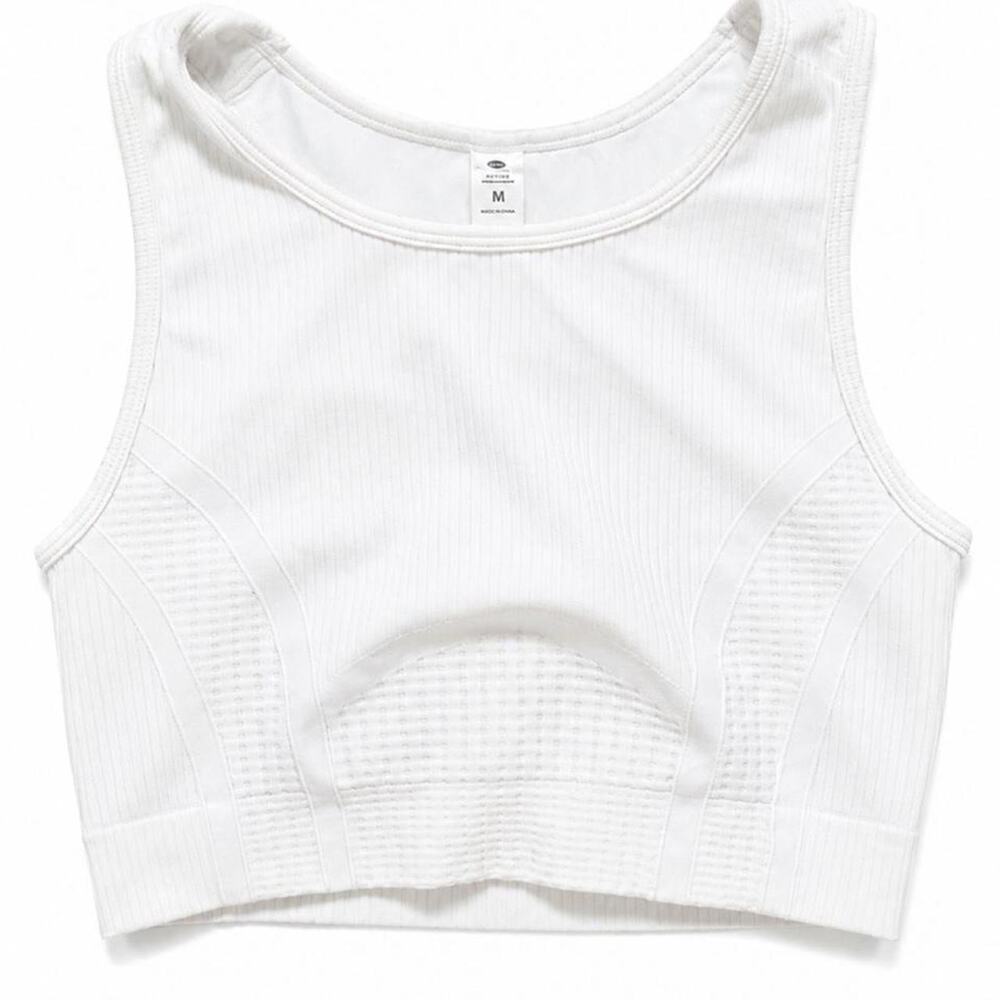White ribbed crop top cropped top women sz Medium M